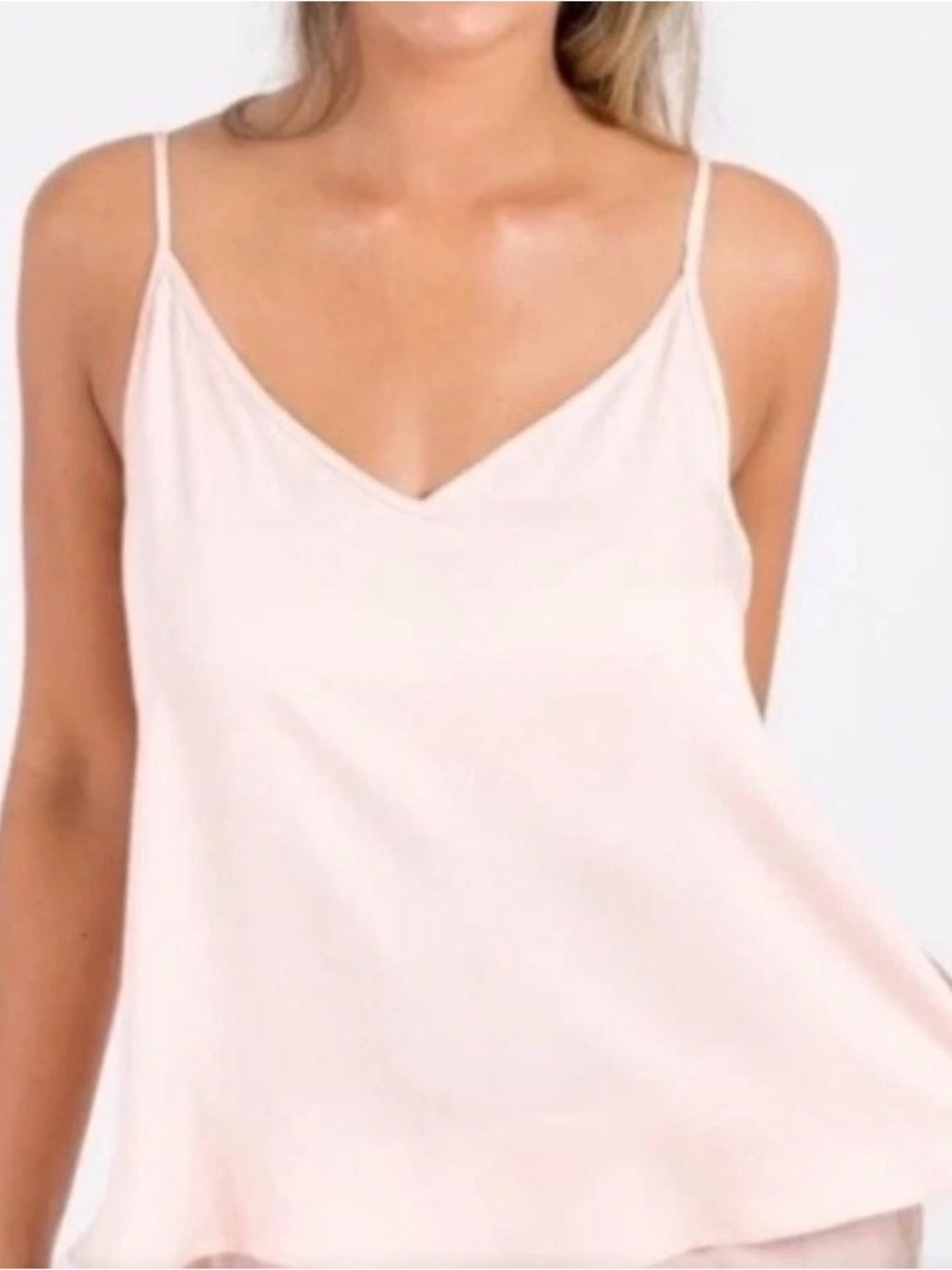 Ettitude Bamboo Cloud Pink Sateen Cami Adjust Strap Matching Storage Pouch Small